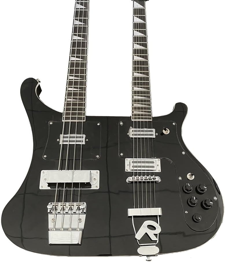 Custom 4-String Bass Guitar and 6-String Double Guitar with Sleek Black Paint - Perfect for Professional Musicians and Enthusiasts Seeking a High- and Sound