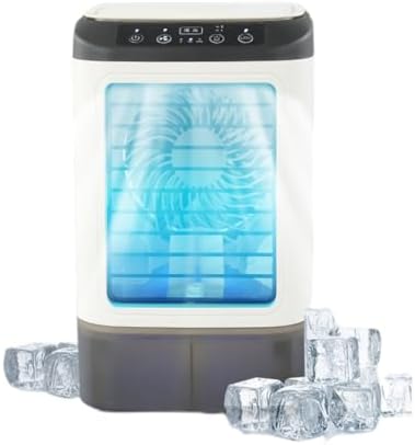 EKsma Portable Air Conditioner Cooling Fan, Quiet with 3 Speeds, 900ml Evaporative Personal Air Cooler Fan with 7 Night Light, Small Air Conditioner for Bedroom Office