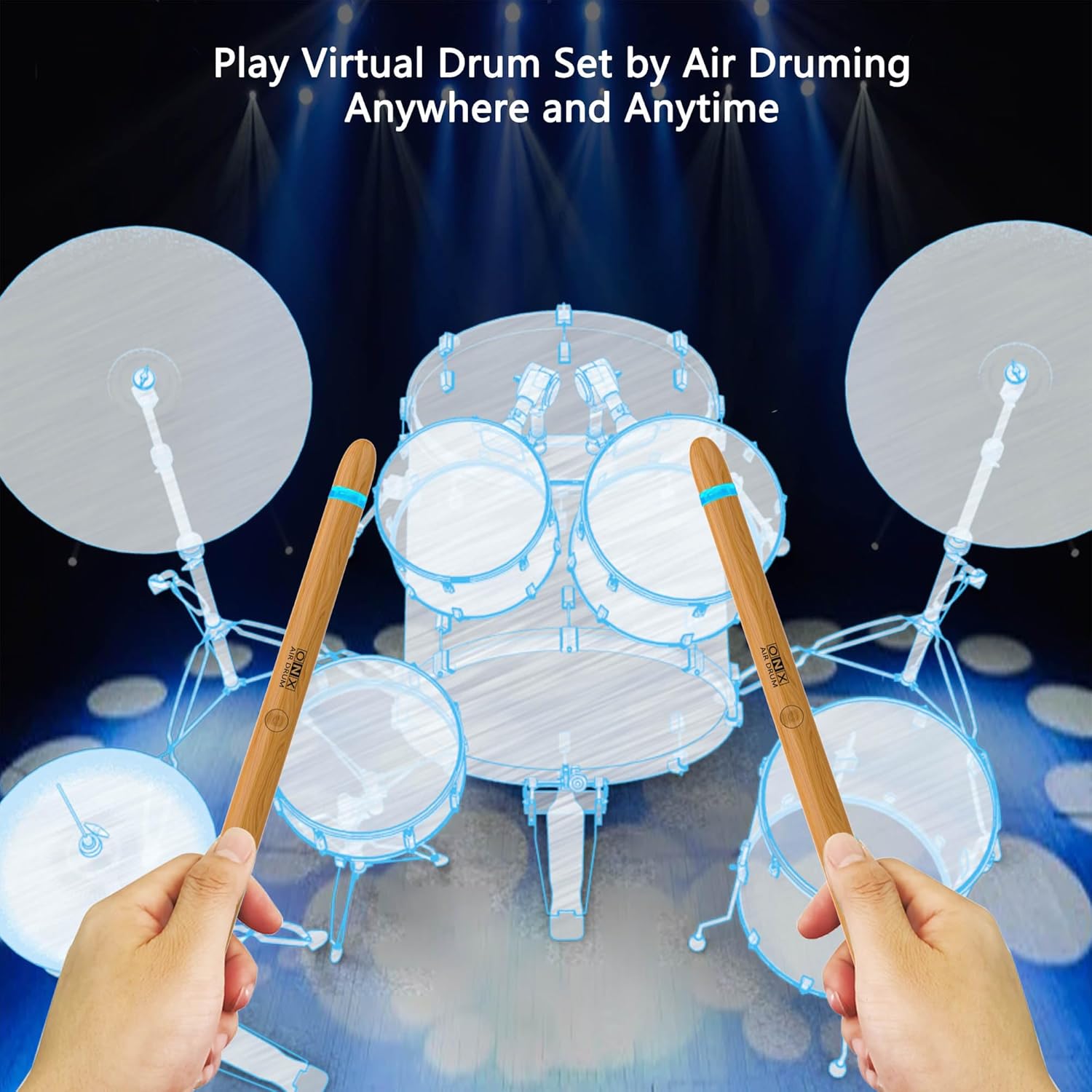 Electric Drumsticks Air Drum Sticks 4rd Gen., Virtual Air Drum with Drumsticks, Pedals, Bluetooth and 8 Sounds, Electronic Drum Set for Adults, Kids, Gift