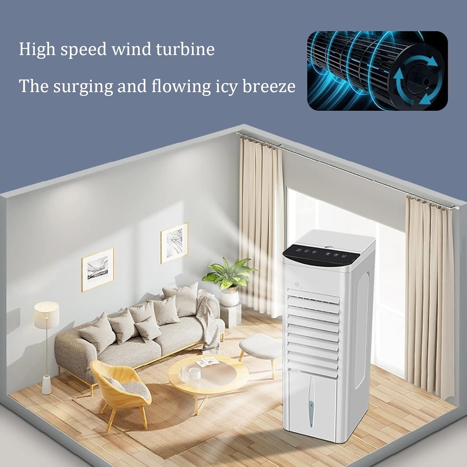 Household Portable Air Conditioner,1-12 Hour Timer Evaporative Air Cooler,Three Adjustable Wind Speeds,refrigeration Small Air Cooler,for Living Rooms, Resta(Color:Remote control single cooling)