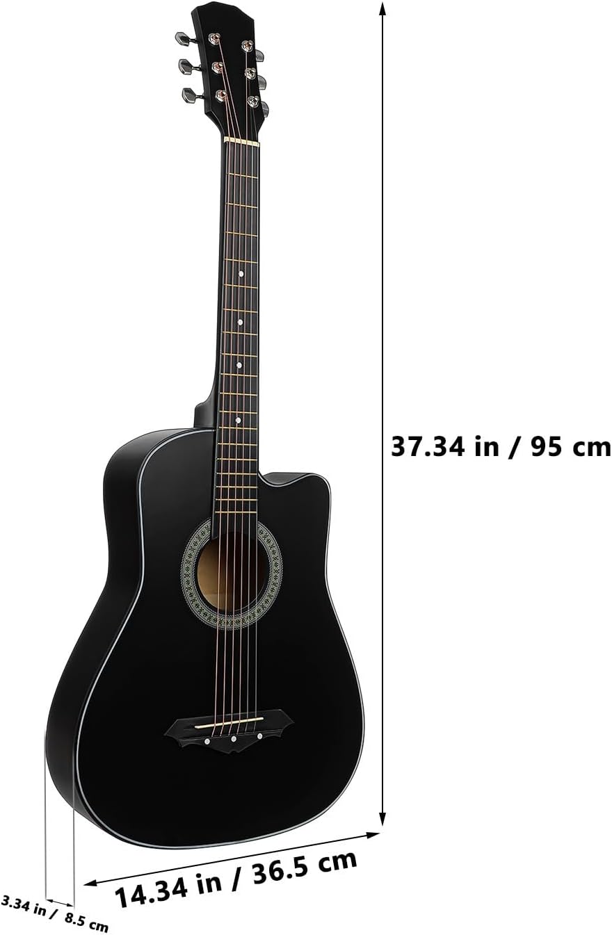 Beginner Acoustic Guitar: 38 Inch Basswood Guitar Basic Starter Kit with Gig Bag, Picks, and Protective Plate - Musical Instrument Present