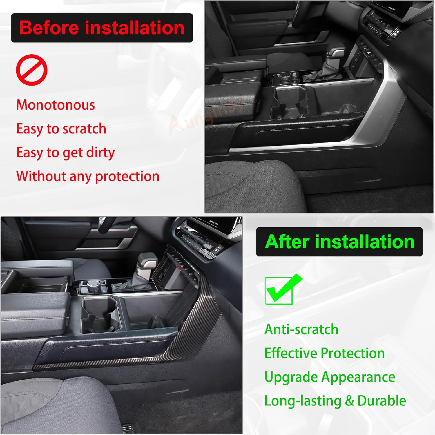 Aunginsy Center Console Gear Box Shift Panel Frame Trim Compatible with Toyota Tundra/Sequoia 2022-2024 Central Control Gear Shifter Box Side Panel Protect Strip Decorative Cover Interior Accessories