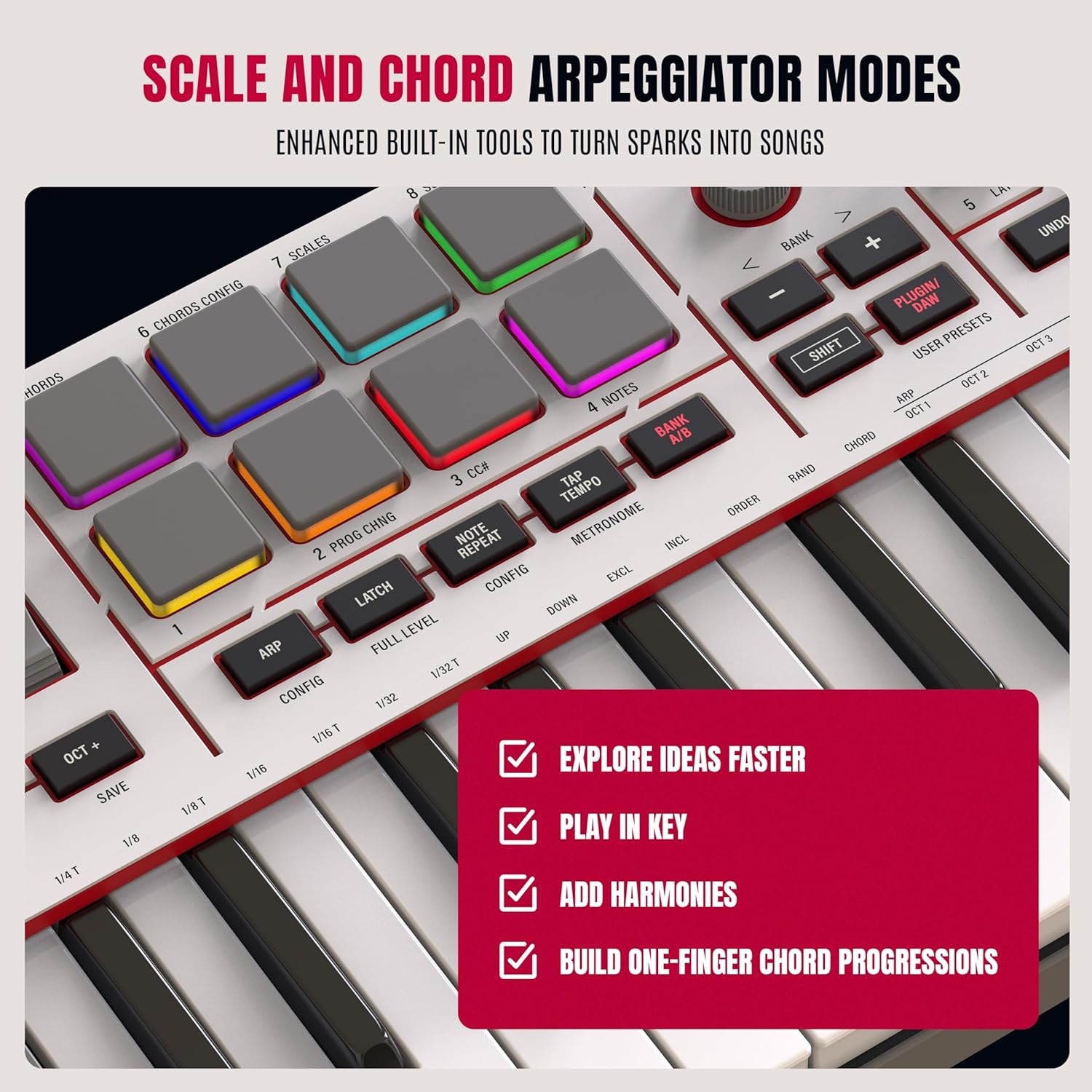 Akai Professional MPK Mini IV USB-C MIDI Keyboard Controller for Beginners and Producers - MPC Drum Pads, 360° Knobs, Pitch and Mod Wheels, Production Software, Native Instruments Sound Package, Grey