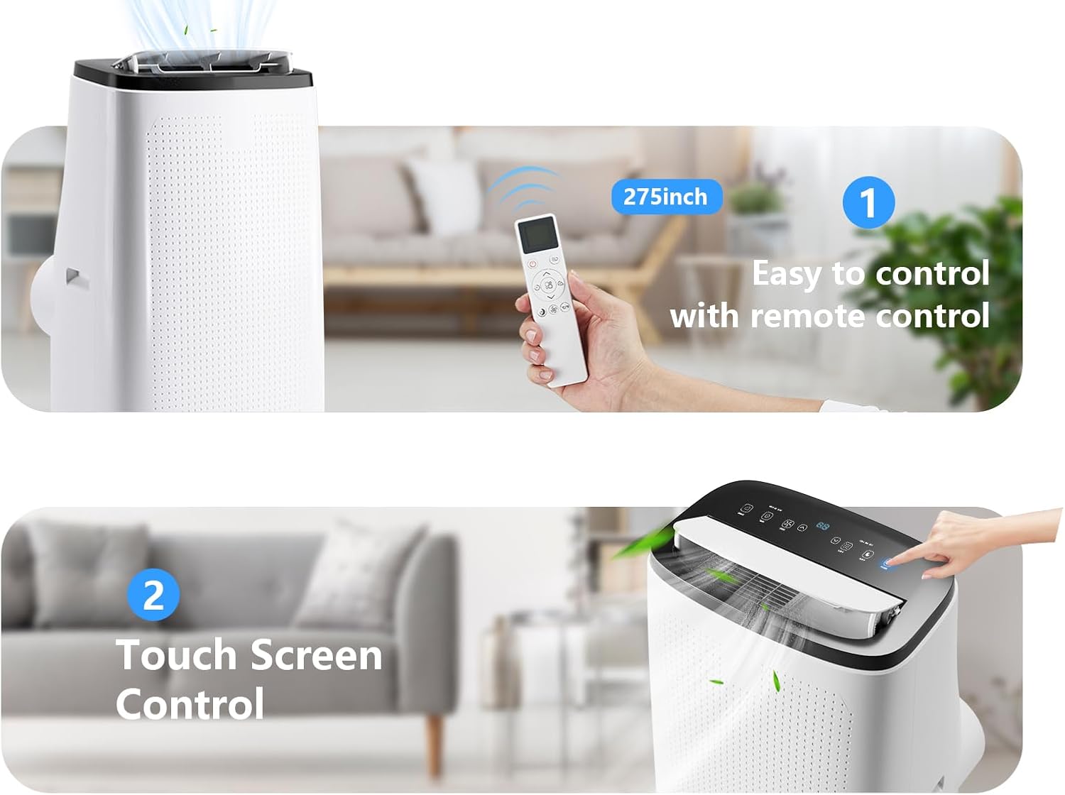 Portable Air Conditioner 14000 BTU Cools Up to 750 Sq.Ft, 3-In-1 Portable AC Unit With Dehumidifier, Fan, Cooling Mode & Window Kit, Room Air Conditioner Portable for Bedroom, Living Room, Office