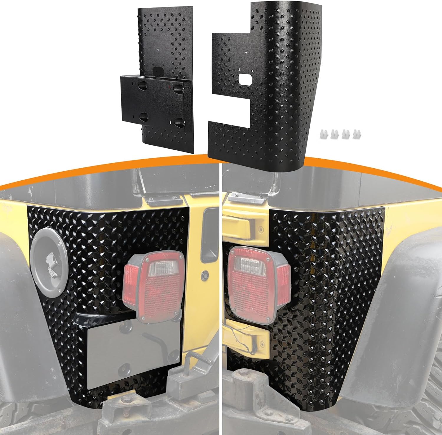 RT-TCZ for Jeep TJ Body Armor Rear Corner Guards Quarter Panel for Jeep Wrangler TJ 1997-2006 Black Exterior Accessories 2pcs