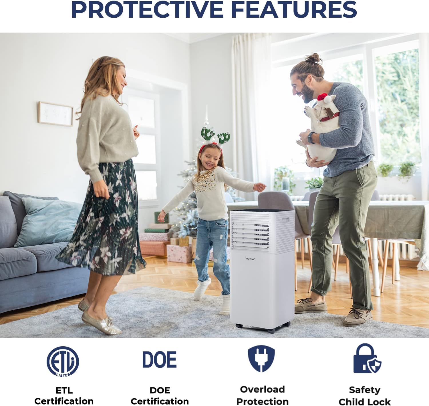 COSTWAY Portable Air Conditioner, 10000 BTU AC Cooling for Room Spaces up to 350sq.ft, with Remote Control, 24H Timer & Window Venting Kit, with Sleep Mode, Suitable for Bedroom, Living Room, Black