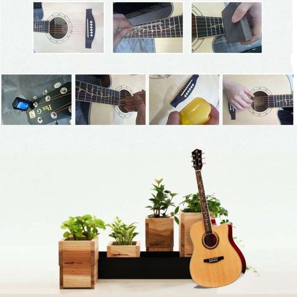 Full Size Guitar 41 Inch Beginner Practice Travel Guitar Adjustable Metal String Fingerstyle Stable Sound Quality Spruce Beginner Acoustic Guitar Starter Package Student G (Orange Long)