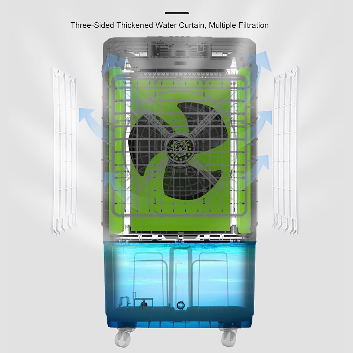 Swamp Cooler, Portable Evaporative Cooler Portable Air Conditioner with 4 Ice Pack, 90°Oscillation, for Garage, Yard, Commercial Use