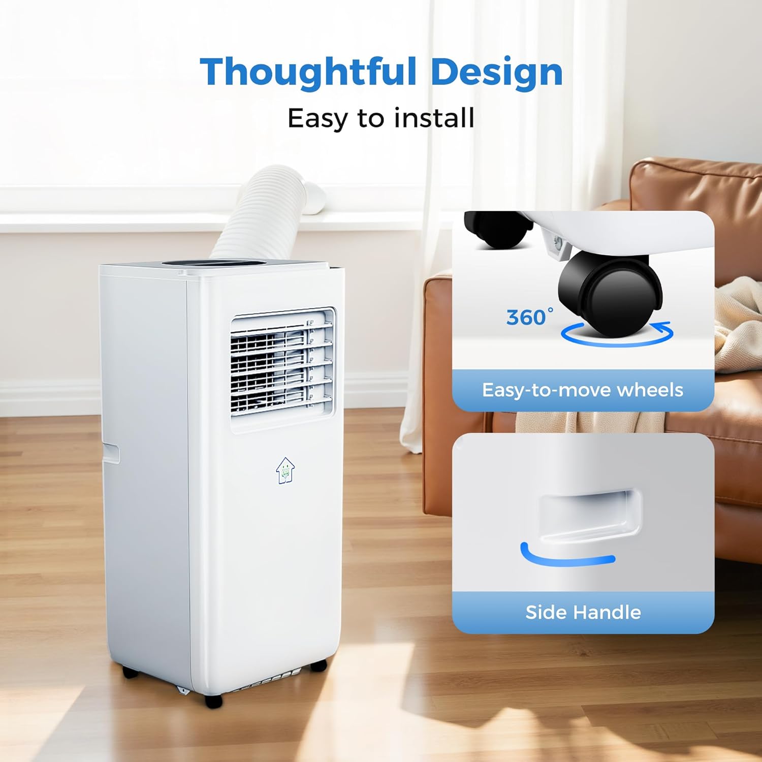 2025 Upgraded Portable Air Conditioner,8,000 BTU Portable AC Unit with Built-in Cool, 3-in-1 Cooling Fan & Dehumidifier for Rooms up to 350 Sq. Ft.,Smart APP and Remote Control,2 Speed,24H Timer