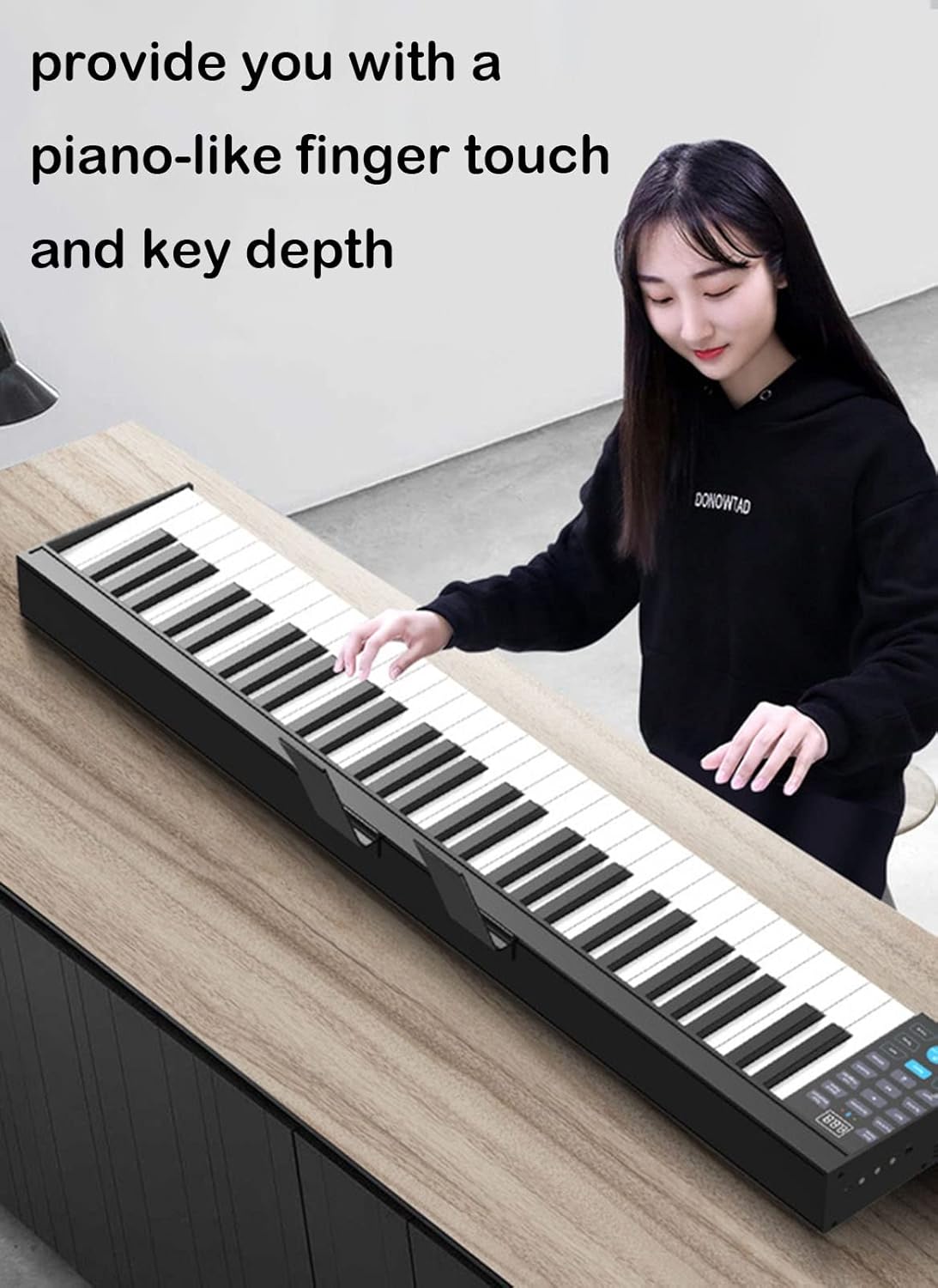 Electronic Keyboard 61-Key Digital Keyboard Full-size Weighted Keys MIDI Built In Speakers Electric Piano Digital Piano With Sustain Pedal And Power Supply Best For Adults Children And Beginners