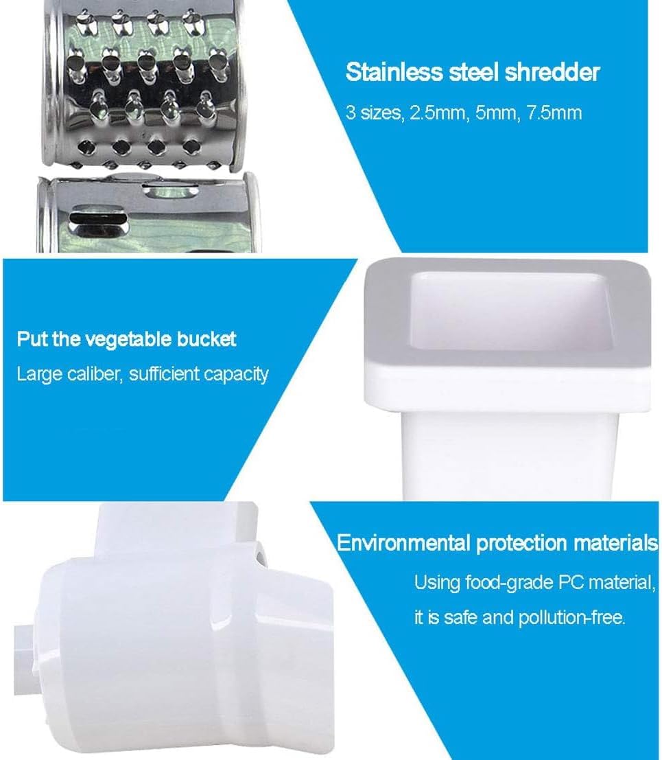 Commercial Cheese Grater, Electric Rotary Cheese Shredder Machine with 3 Stainless Steel Drum Blades, Quick Shred - 1Min/180 Pieces for Cheese, Cucumber, Carrot