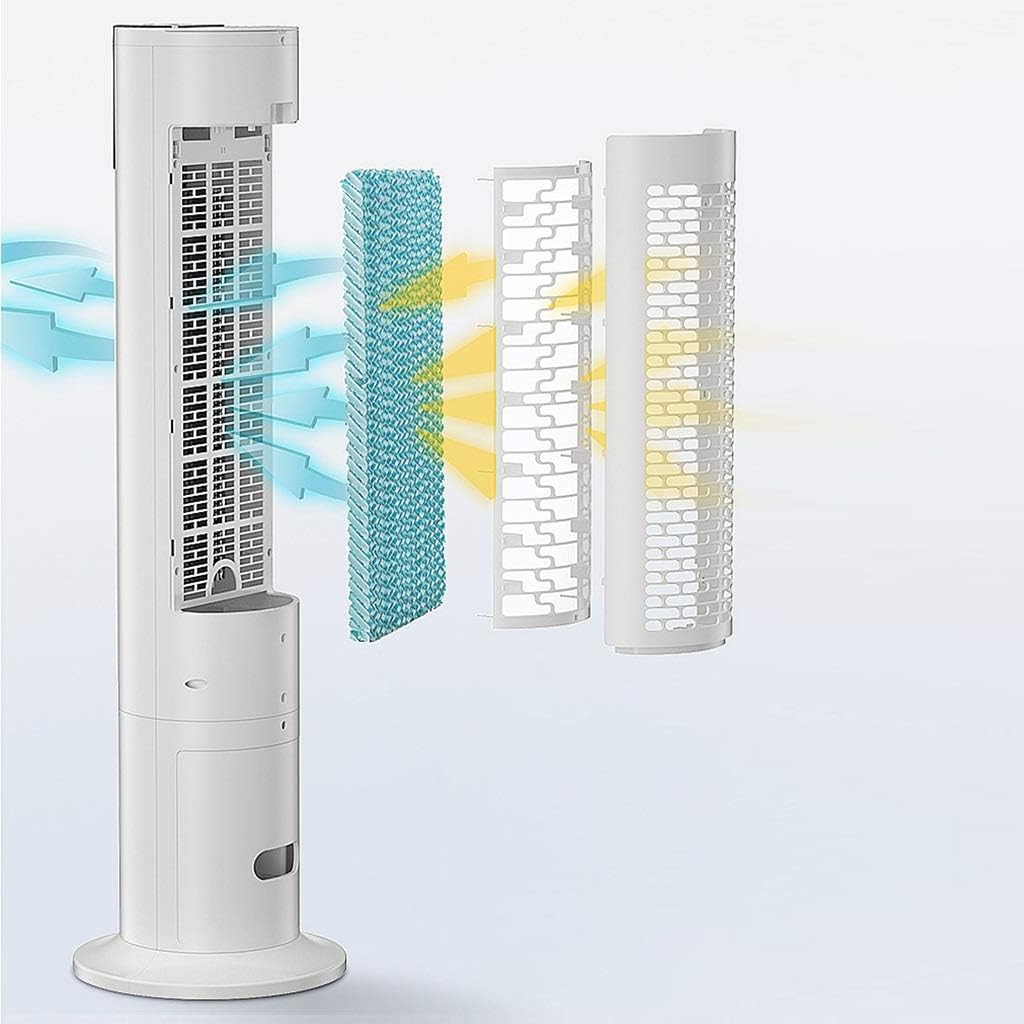 Portable Air Conditioner Fan Tower Portable Airconditoner Conditioner 3 Fan Speed Whit Remote Control Air Coolers Unit Quiet Humidifier Misting Fan, for Home Office Bedroom (Color : Gold) (White)