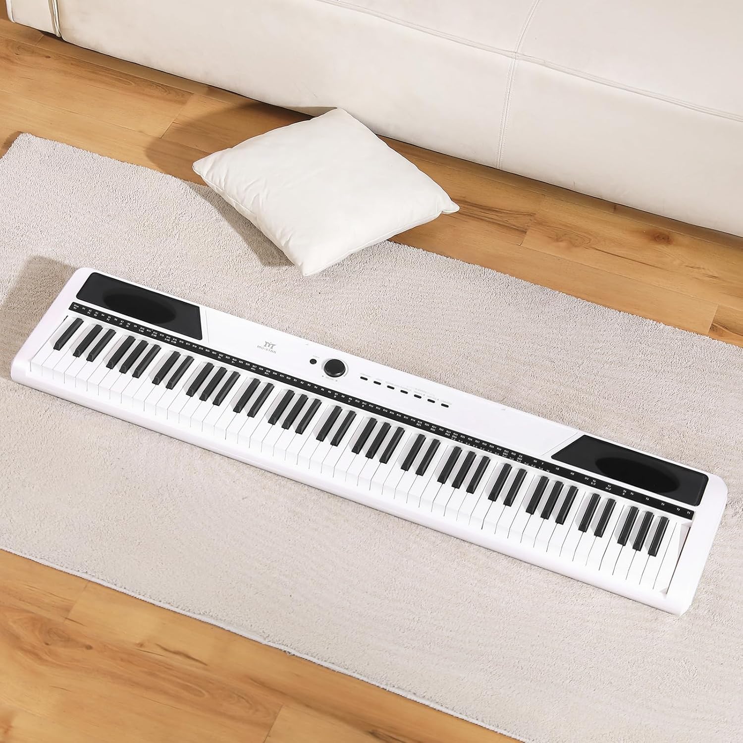 MUSTAR 88 Key Piano Keyboard, Full Size Digital Piano 88 Weighted Keys with Stand, Electric Piano Keyboard 88 Keys Semi Weighted with 2x25W Speakers, USB/MIDI, Case, Sustain Pedal, White