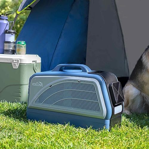 IceCove Portable Air Conditioner, 2500BTU Fast Cooling Car AC Unit, 250W Low Power Consumption, 25.5VDC, 2 Fan Speed, 3 Light Mode for Tent Camping RV Truck Van Life Home (Battery Not Included), Blue