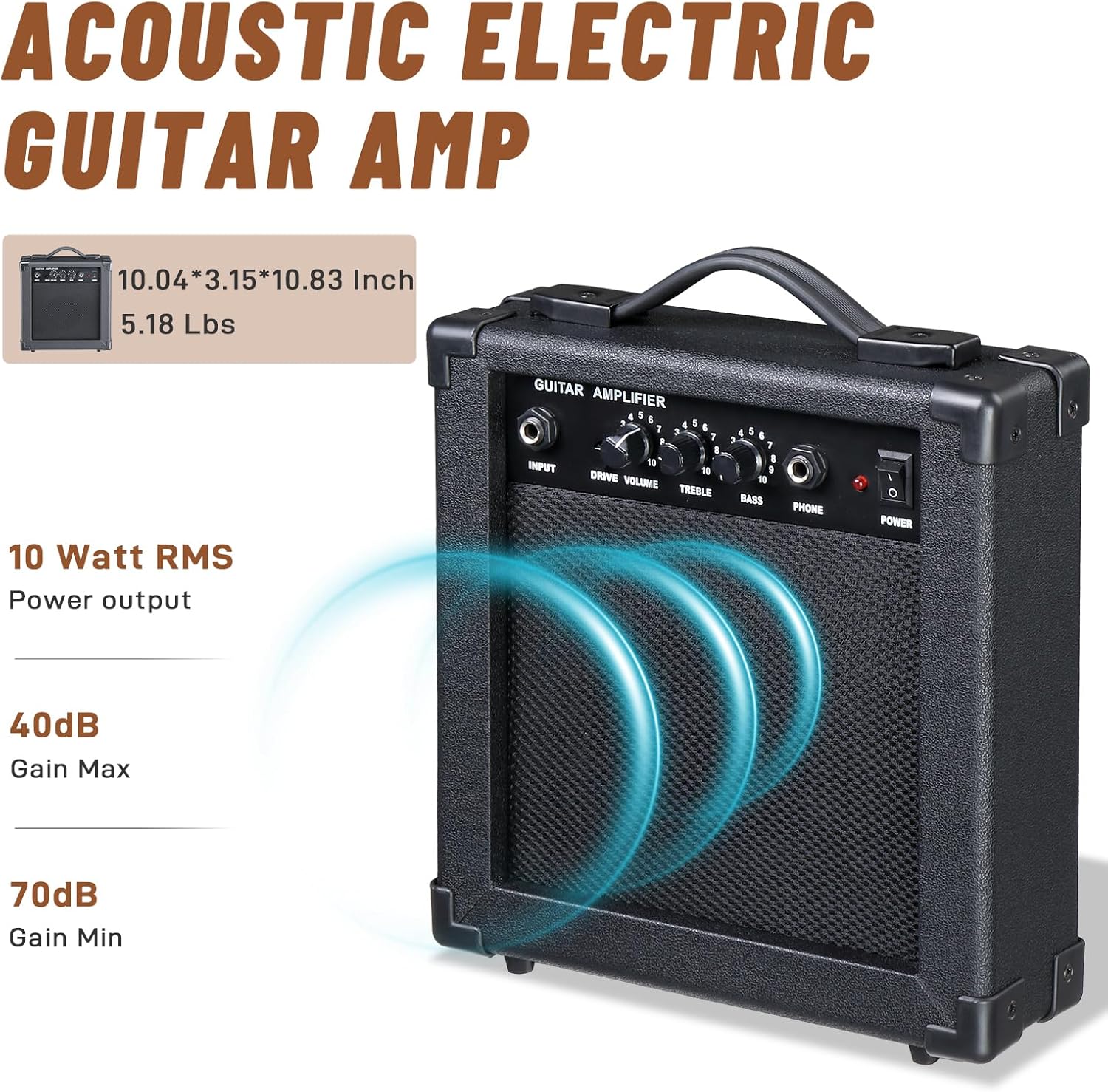 Ktaxon Full Size Acoustic Electric Guitar with 15W Amp, 41 Inch Wood Body Adults Guitars Beginner Kit W/Gig Bag, Strap, Picks & Capo, Black