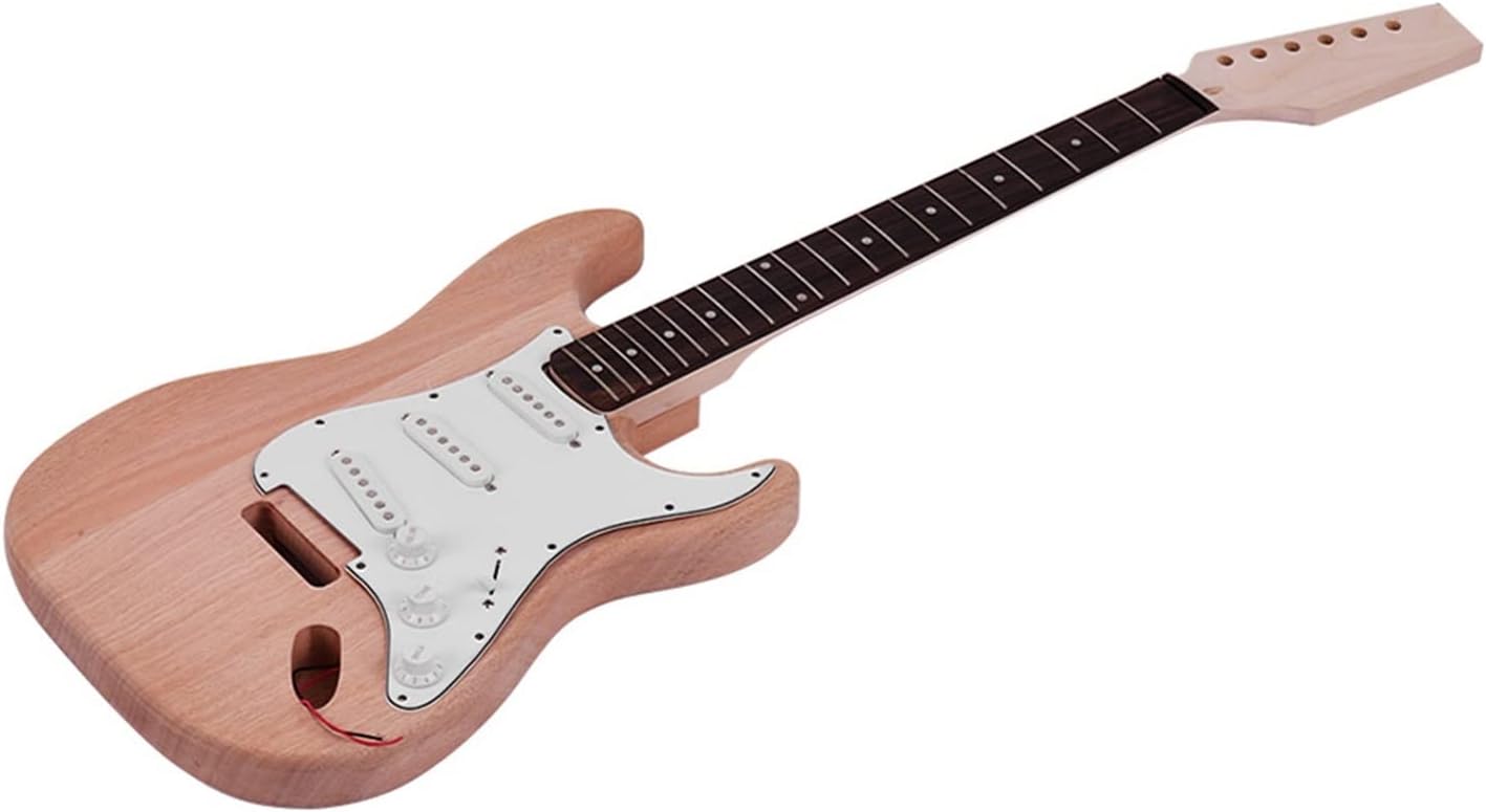 Unfinished DIY Electric Guitar Kit Mahogany Body Maple Guitar Neck Rosewood Fingerboard Unfinished Guitar Set