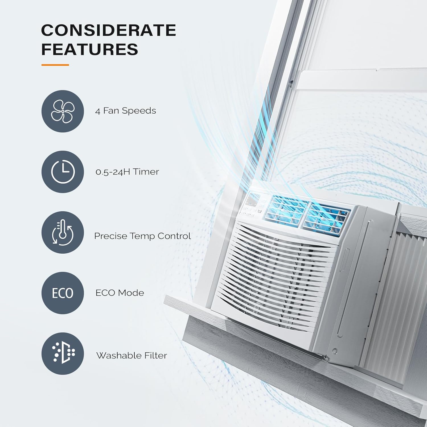ROVSUN 23200 BTU Window Air Conditioner with Heat, Window AC Unit & Heater Combo with APP & Voice Smart Control, Timer Function & Easy Installation Kit, Work with Alexa/Google Assistant, 208/230V