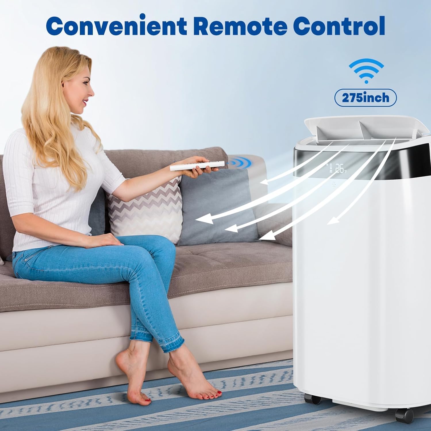 Portable Air Conditioners, 10000 BTU AC Unit with Remote Control, Energy Efficient Quiet Operation for Bedroom, Office, Dorm Rooms Up to 450 Sq. Ft, 24H Timer, Black Top