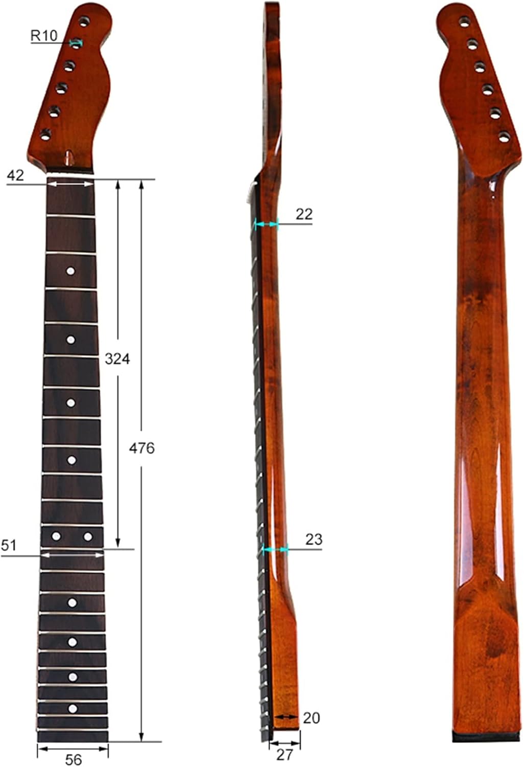 Brown Electric Guitar Neck Maple for TL Neck Rosewood Fretboard 22 Frets Neck Guitar ​Neck Replacement