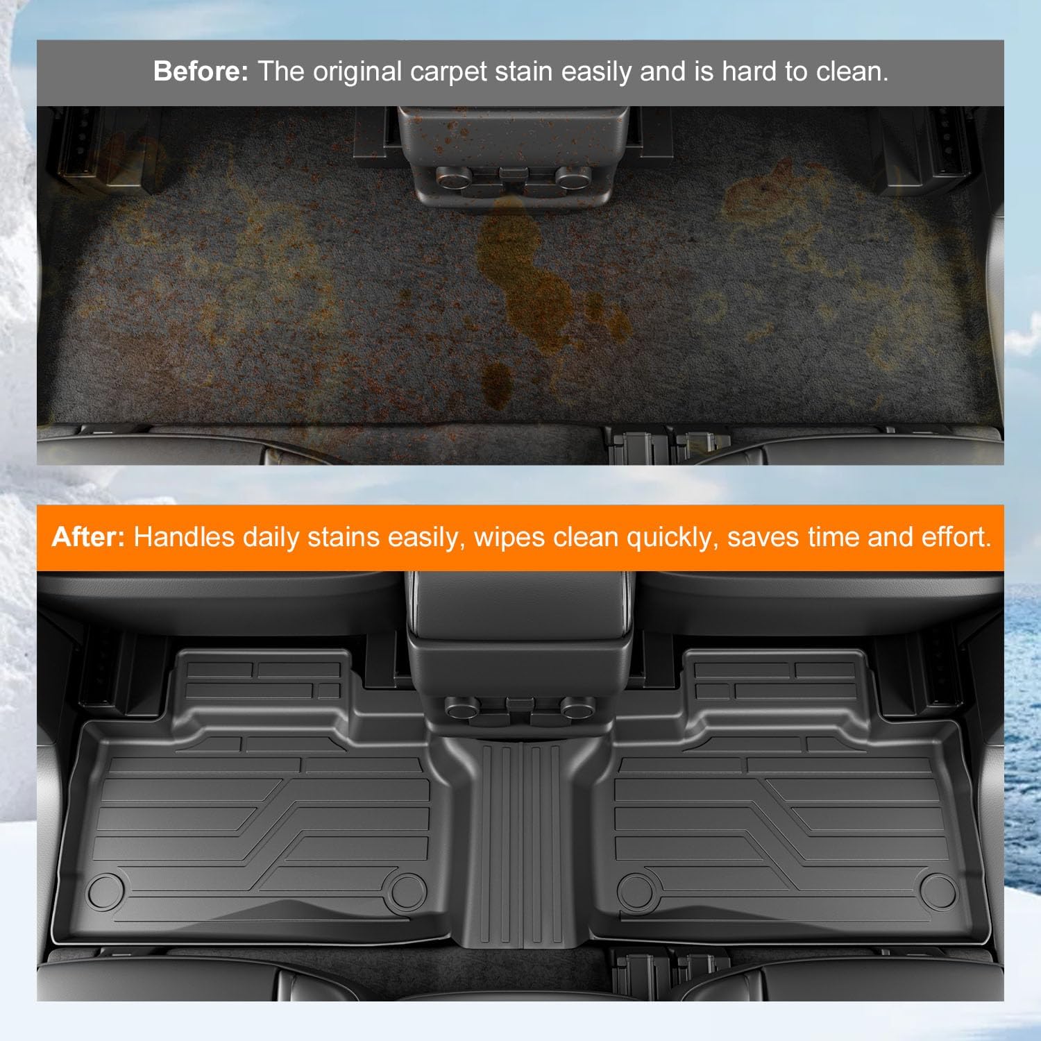 powoq 7 Seats Floor Mat Compatible with 2020-2026 Ford Explorer Cargo Mat Trunk Cargo Liner TPE Backrest Floor Liner Replacement for 2020-2026 Ford Explorer Accessories