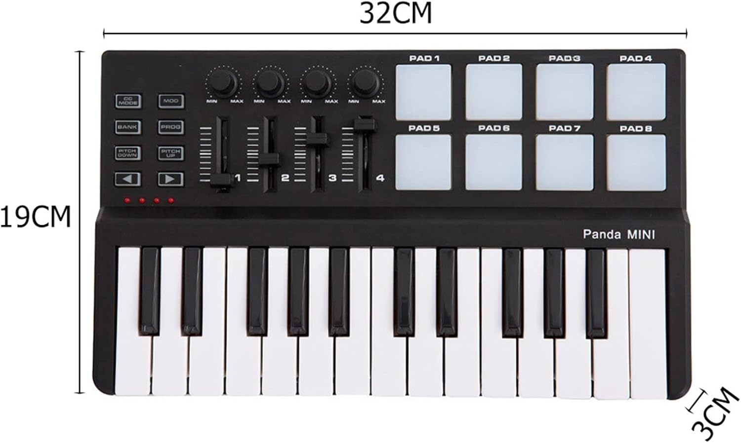 Keyboard Piano Portable Mini 25-Key USB Keyboard and Drum Pad MIDI Controller