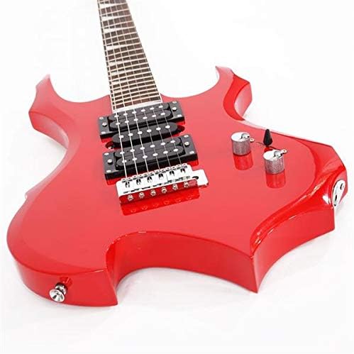 Electric Guitar Buring Flame Design HSH Pickup for Beginner Right Hand with 20W AMP, Cable, Strap, Bag, Tremolo Arm and Accessories (Red)