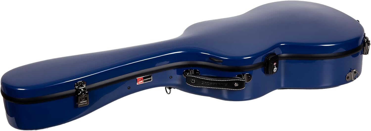 Crossrock Fiberglass Guitar Case for Cordoba Smaller Body Torres | Also Fits 1953 Gibson 3/4 Archtop & 1907 Parlor Guitar | TSA Lock, Backpack Straps, Accessory Compartment - Navy blue (CRF2020CTNVBL)