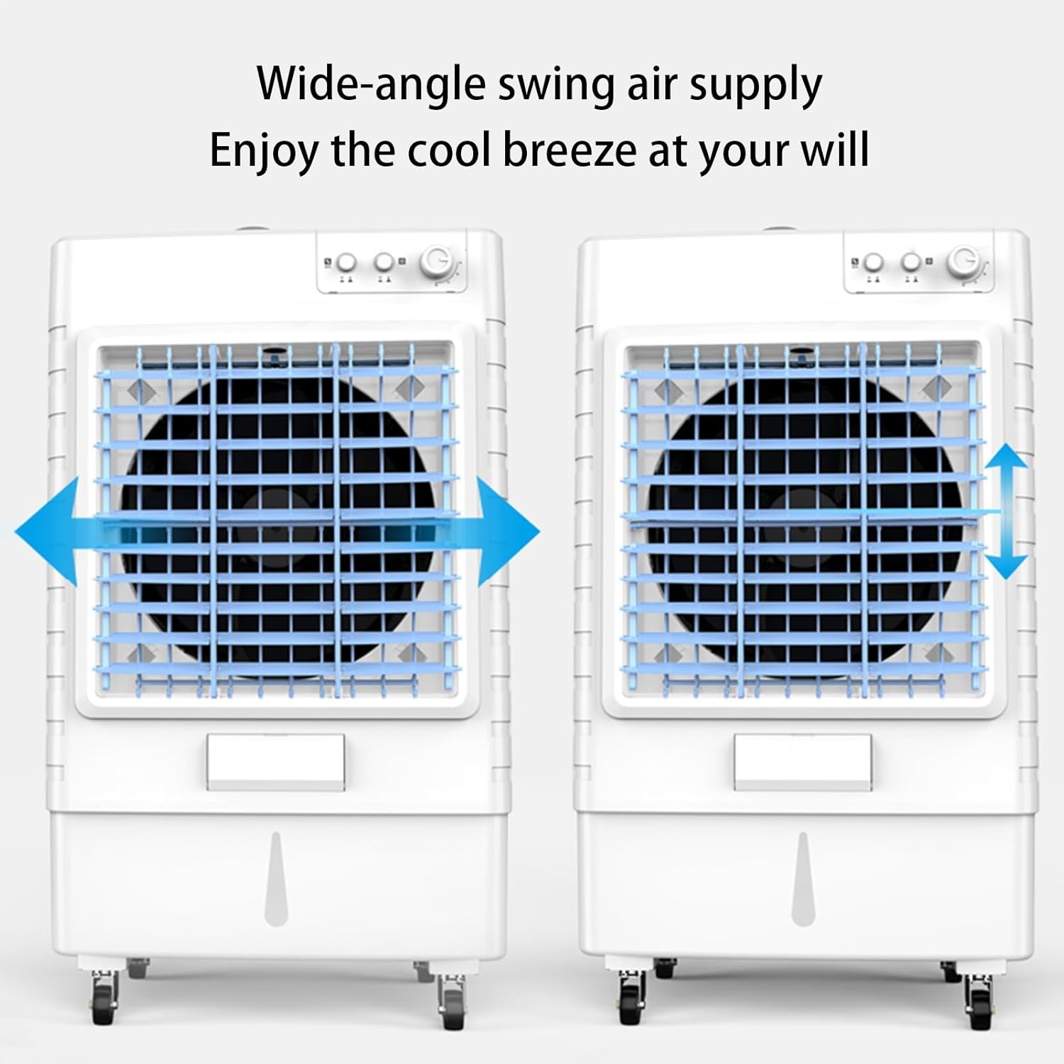 Evaporative Air Cooler, Portable Swamp Cooler with Knob Control and Large Water Tank, 3-in-1 Air Conditioner for Office Garage