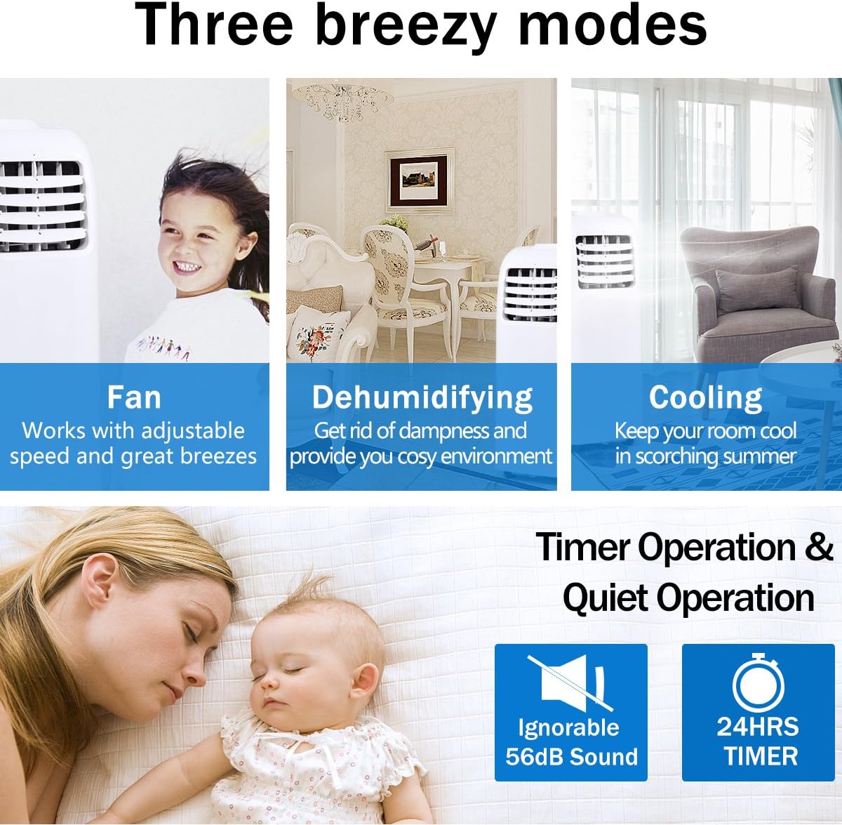 GOFLAME 8000BTU Air Conditioner Portable, Standing Room AC Unit with Remote Control and LED Display, Built-in Dehumidifier, Fan Mode, Window and Wall Mount