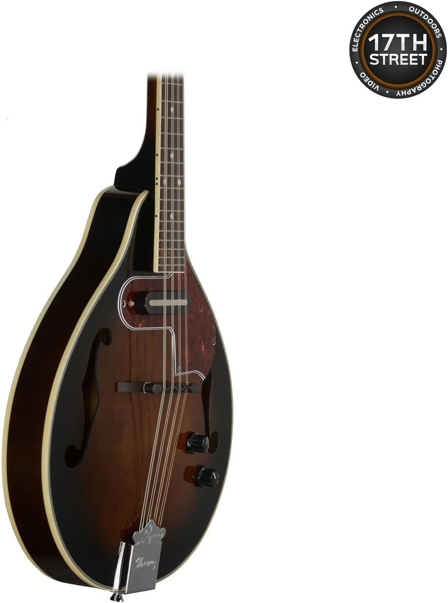 Ibanez M510EDVS 8-String Electric Mandolin (Dark Violin Sunburst) - A-Style Mandolin with GSF50 Powerpad Strap, String Capo, 15 Pack Guitar Picks with Storage Box & Cleaning Cloth (Bundle Set)