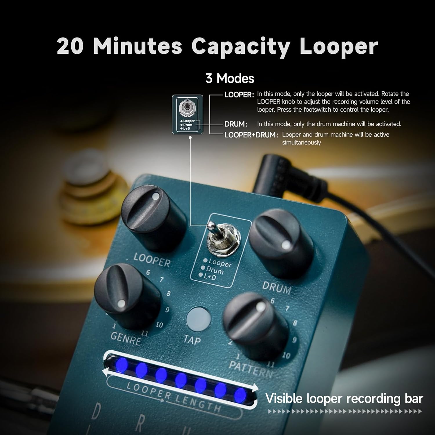 FLAMMA FS01 Drum Machine & Phrase Loop Pedal Guitar Pedal Mix Mode 20 Minutes Looper Capacity 121 Rhythms