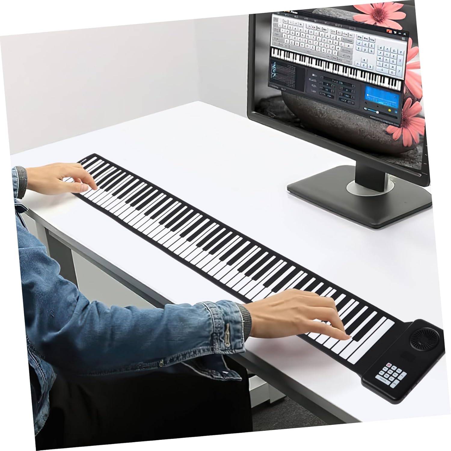 Foldable Keys Portable Roll-up Keyboard Piano with Speaker Battery-powered Silicone Hand Roll Piano for and Music Practice