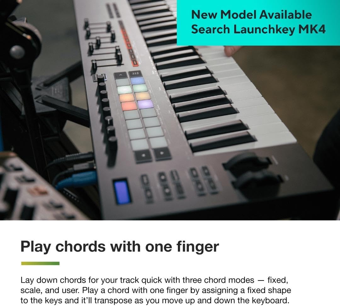 Novation Launchkey 61 [MK3] MIDI Keyboard Controller — Seamless Ableton Live Integration. Chord Mode, Scale Mode, and Arpeggiator. All the software you need for Music Production