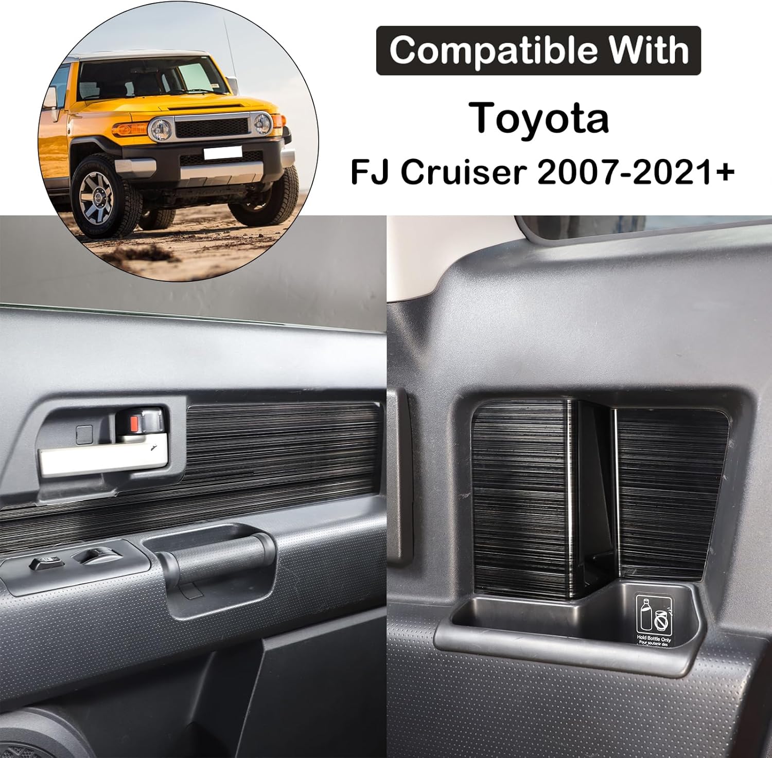 Aunginsy Car Inner Door Panel Trim Cover Compatible with Toyota FJ Cruiser 2007-2021 Car Inner Front Rear Door Look Interior Door Handle Panel Protection Cover Decorative Sticker Interior Accessories