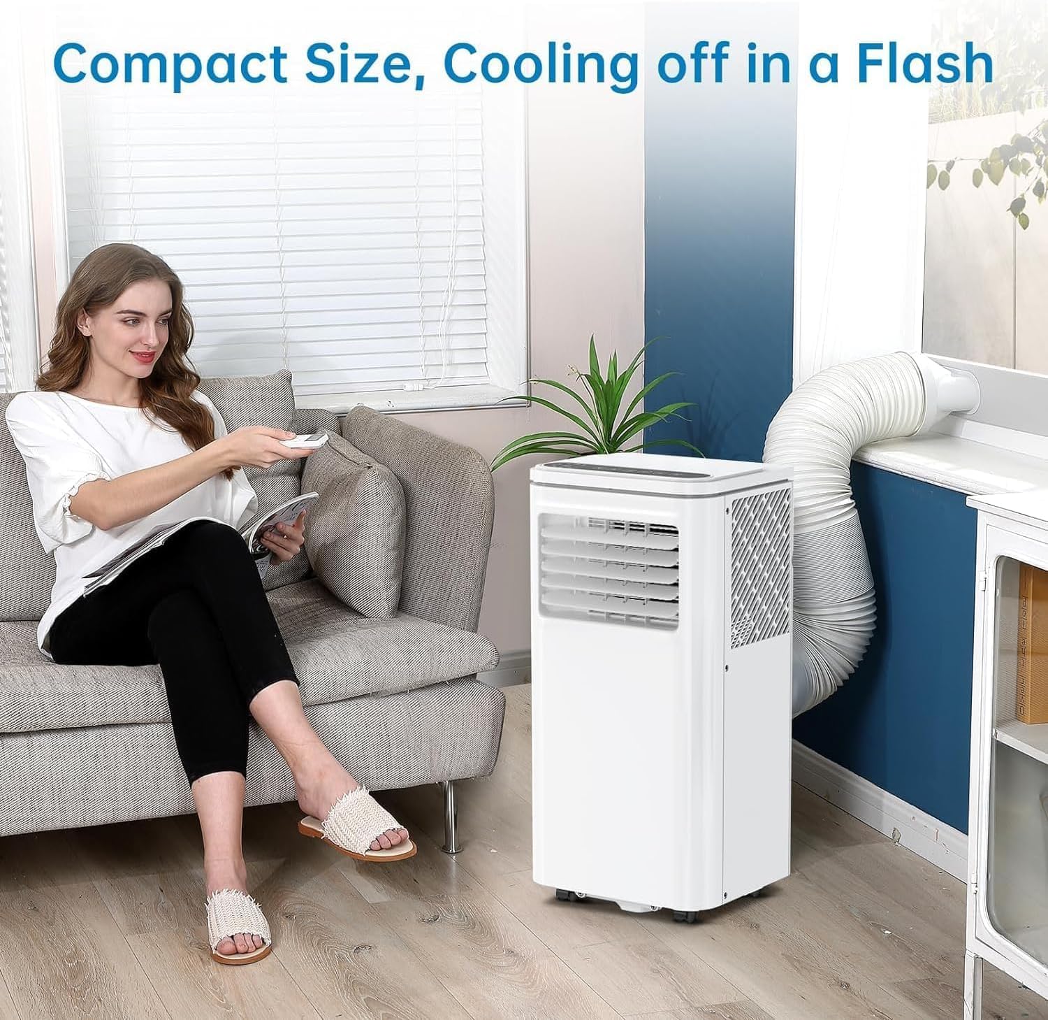 10,000 BTU Portable Air Conditioner - 3-in-1 Cooling, Dehumidifying & Fan Mode | Ultra-Quiet Indoor AC Unit | Remote Control + Window Kit Included | Sleep Mode Feature | Cools Up to 450 Sq Ft for Bedr