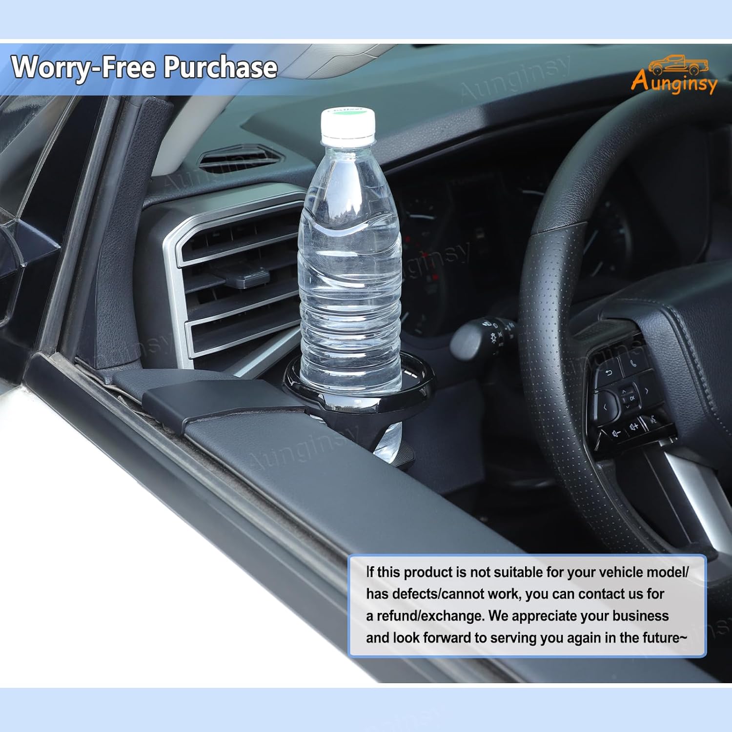 Aunginsy Car Cup Holder Compatible with Toyota Tundra/Sequoia 2022-2025 Inner Door Panel Cup Holder Expander Drink Water Stand Front Door Panel Cup Bottle Mount Organizer Tray Accessories (Left+Right)