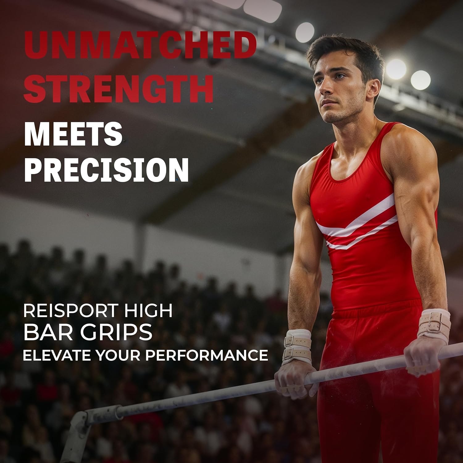 Reisport Men's High Bar Gymnastics Grips - Durable Leather Hand Grips for Gymnastics Bars Men & Boys - Gymnastics Equipment & Accessories for Advanced Gymnasts