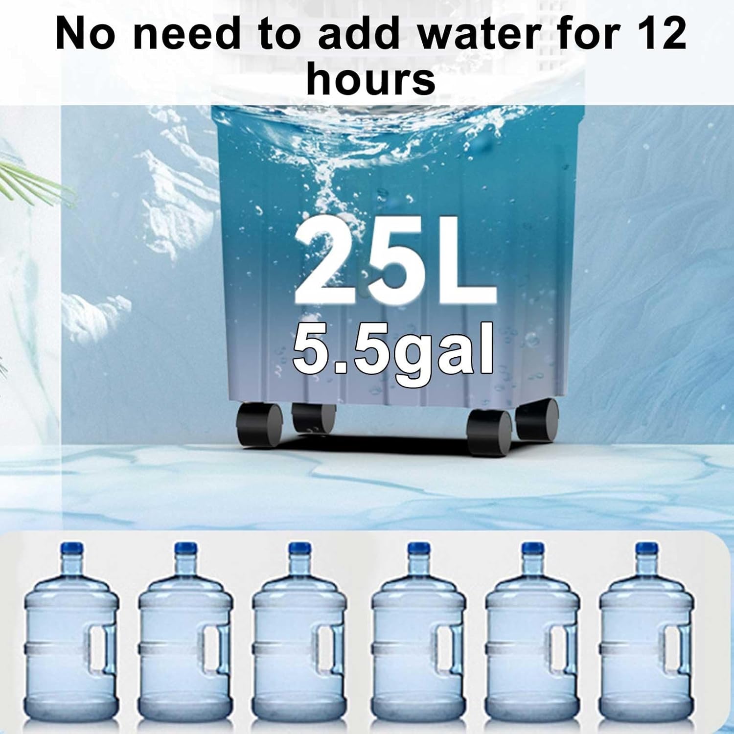 Evaporative Air Cooler, Fast Cooling Fan with 5.5gal Water Tank, 3 Speeds Portable Air Conditioners for Commercial, Office, Home