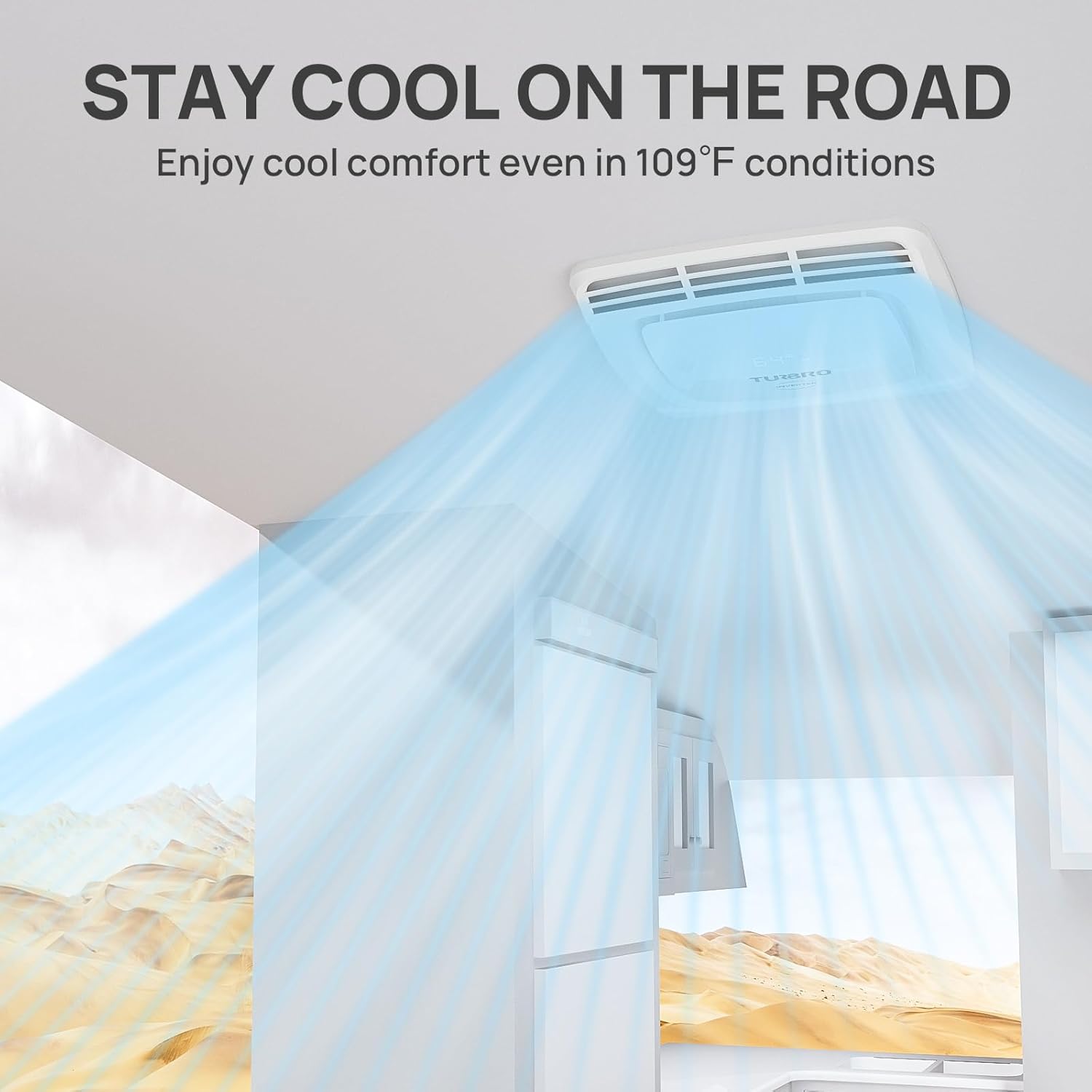 TURBRO Inverter 13.5K BTU RV Air Conditioner with Cooling and Heat Pump | Non-Ducted Low-Profile Rooftop Unit | Quiet Operation | WiFi & Remote Control | LED Atmosphere Light, Black