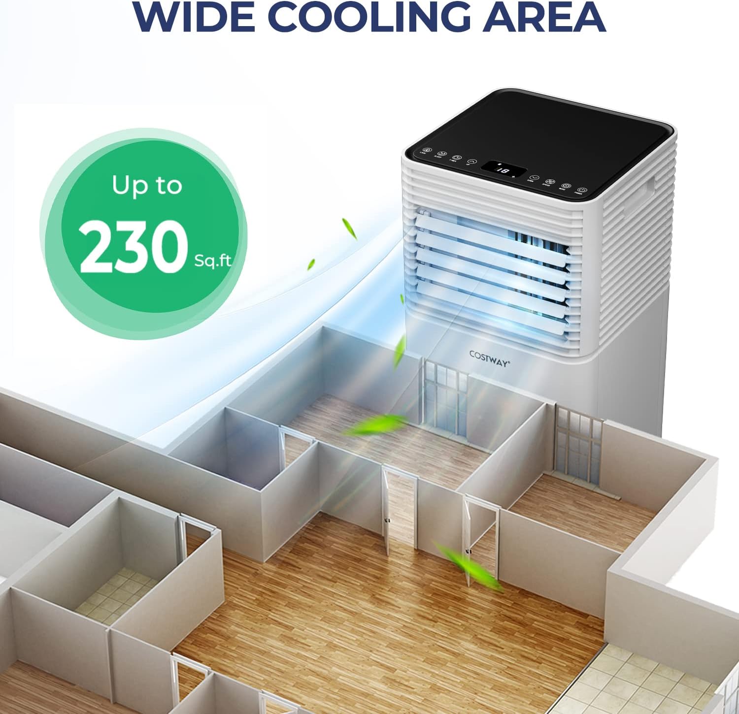 COSTWAY Portable Air Conditioner, 8000BTU Ac Unit Spaces up to 230sq.ft, with Remote Control, 24H Timer & Window Venting Kit, Sleep Mode, Suitable for Bedroom, Living Room, Office (8000BTU, Black)