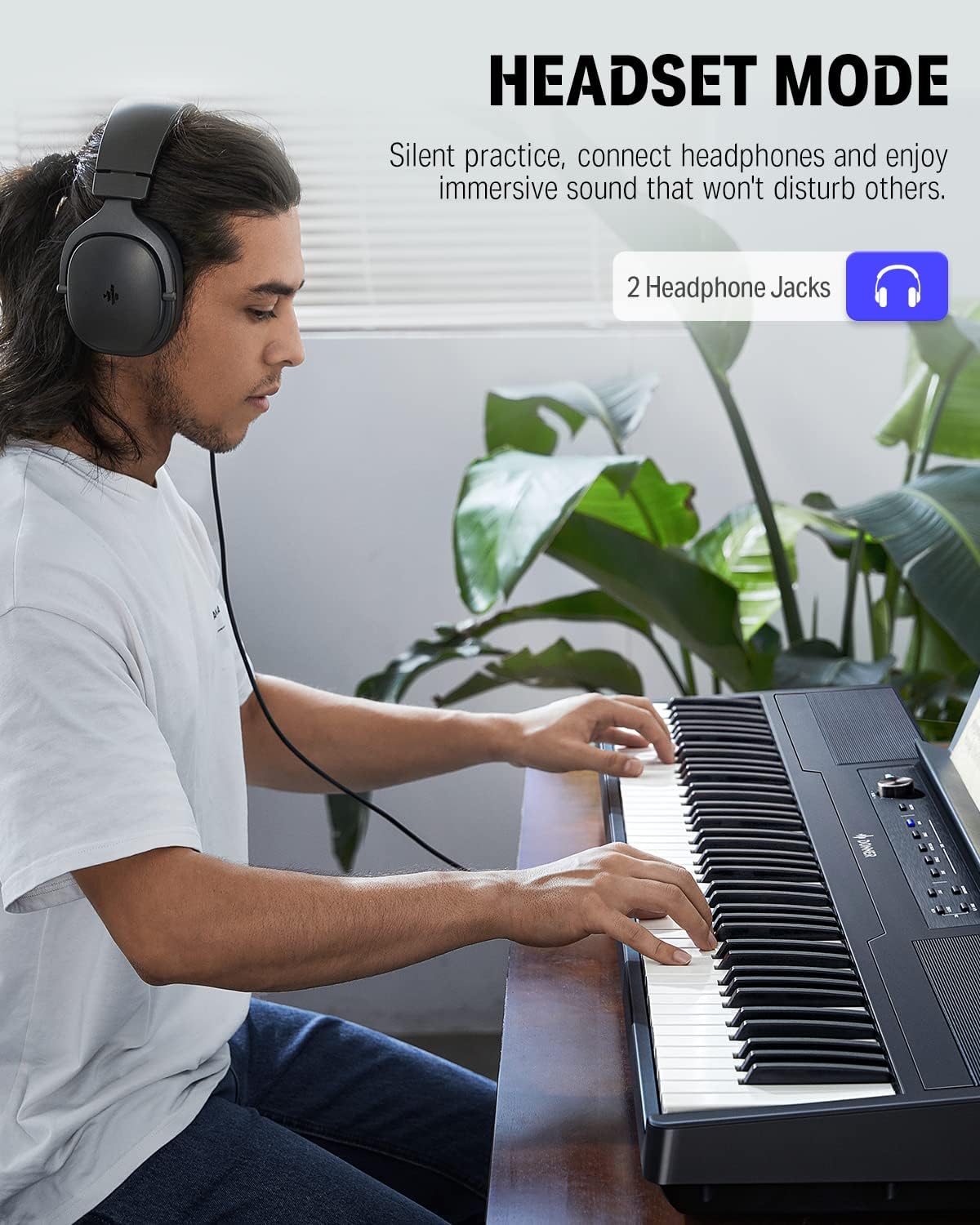 Digital Piano Ultrathin Donner DEP-45, Beginner Electric Piano Keyboard with 88 semi-weighted Keys, Full Size Portable Electronic Keyboard Piano with Stand, Sustain Pedal, Power Supply