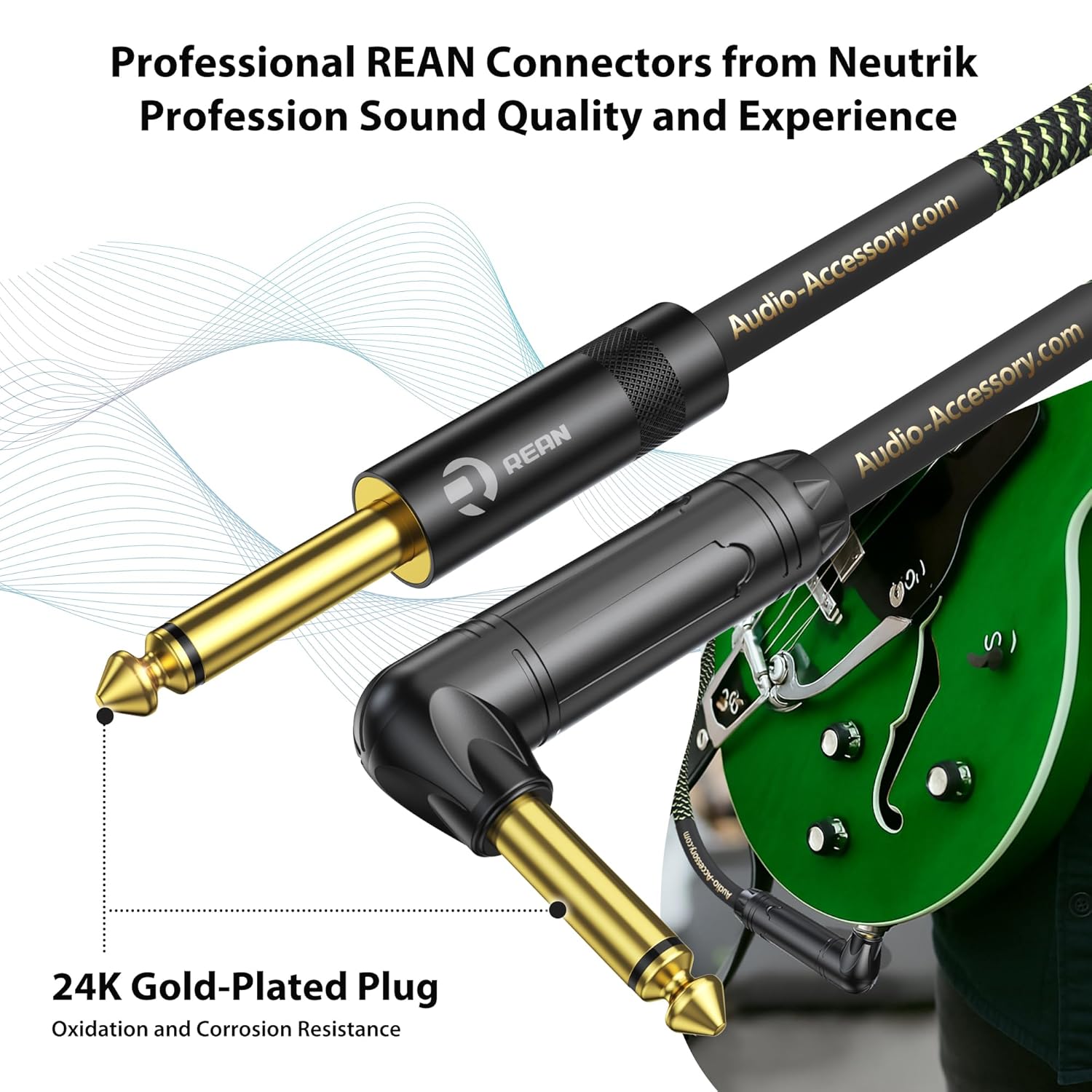 Low Profile Boom Arm with Pro Series Guitar Cable 10 ft Right Angle