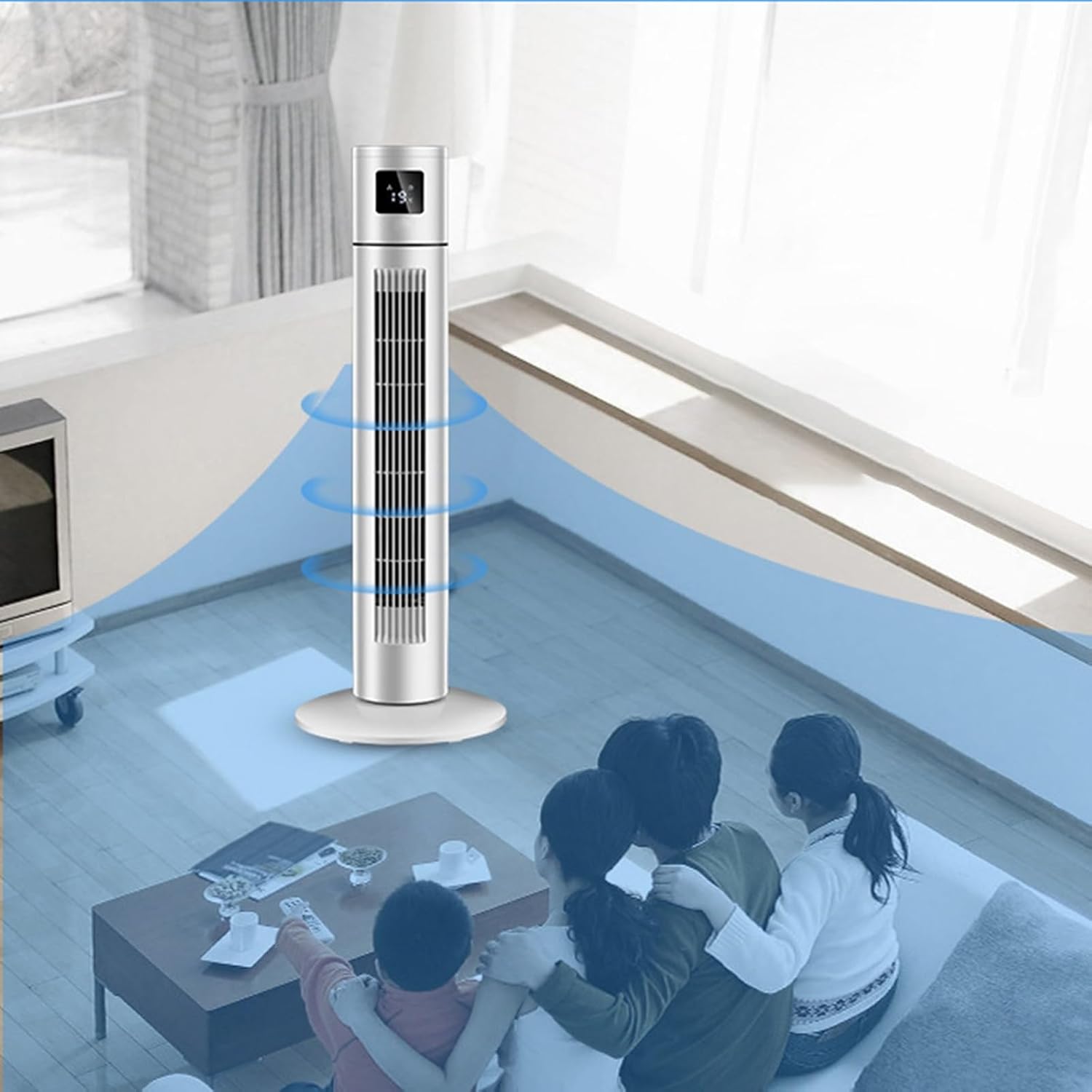 Tower Fan with Remote Control, 3 Wind Speed Cooling Fan, Evaporative Air Cooler with LED Display, Swamp Cooler, for Home, Office(81cm/31.8in)