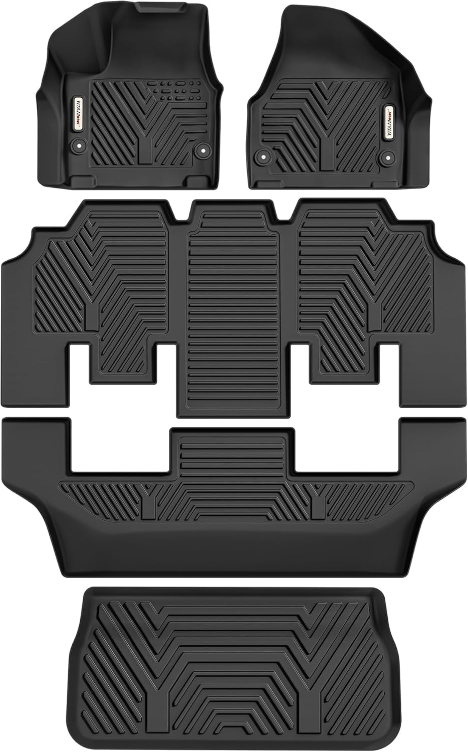 YITAMOTOR Floor Mats for 2017-2025 Chrysler Pacifica 7/8 Passenger (Not Fit Hybrid) & 2020-2025 Voyager, Custom Fit All Weather Anti-Slip TPE Accessories, 1st & 2nd & 3rd Row & Cargo Liner, Black