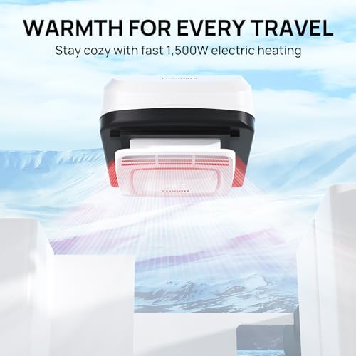 TURBRO RV Air Conditioner, 15,000 BTU Cooling with 1,500W Electric Heating, Non-ducted Rooftop Unit with Lift Handles, Ceiling Assembly with Atmosphere Lamp, 115V AC, Remote and WiFi-Controlled, White