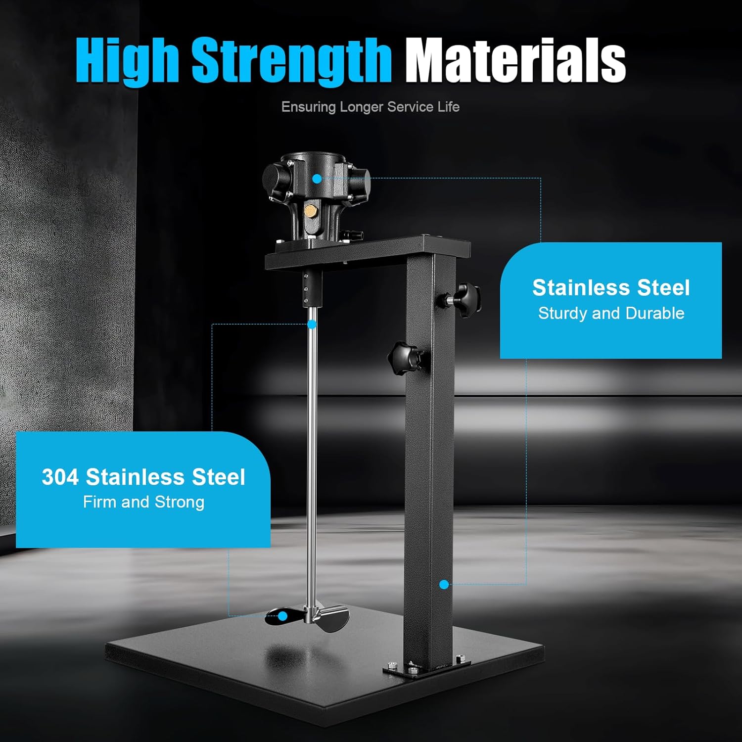 5 Gallon Pneumatic Mixer, 1/4HP Power Stainless Steel Automatic Paint Mixer Machine for Industrial Coating Ink, Air Agitator Paint Shaker Adjustable Height (5gal)