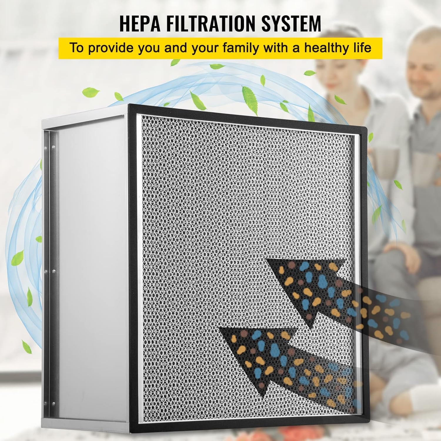 VEVOR Filter Replacement, 24'' x 24'' x 11.5'' Air Purifier, HEPA Pleated Air Scrubber, Air Filter Replacement with Galvanized Frame, 99.97% Standard Filter Compatible for HEPA Filter Novair 2000