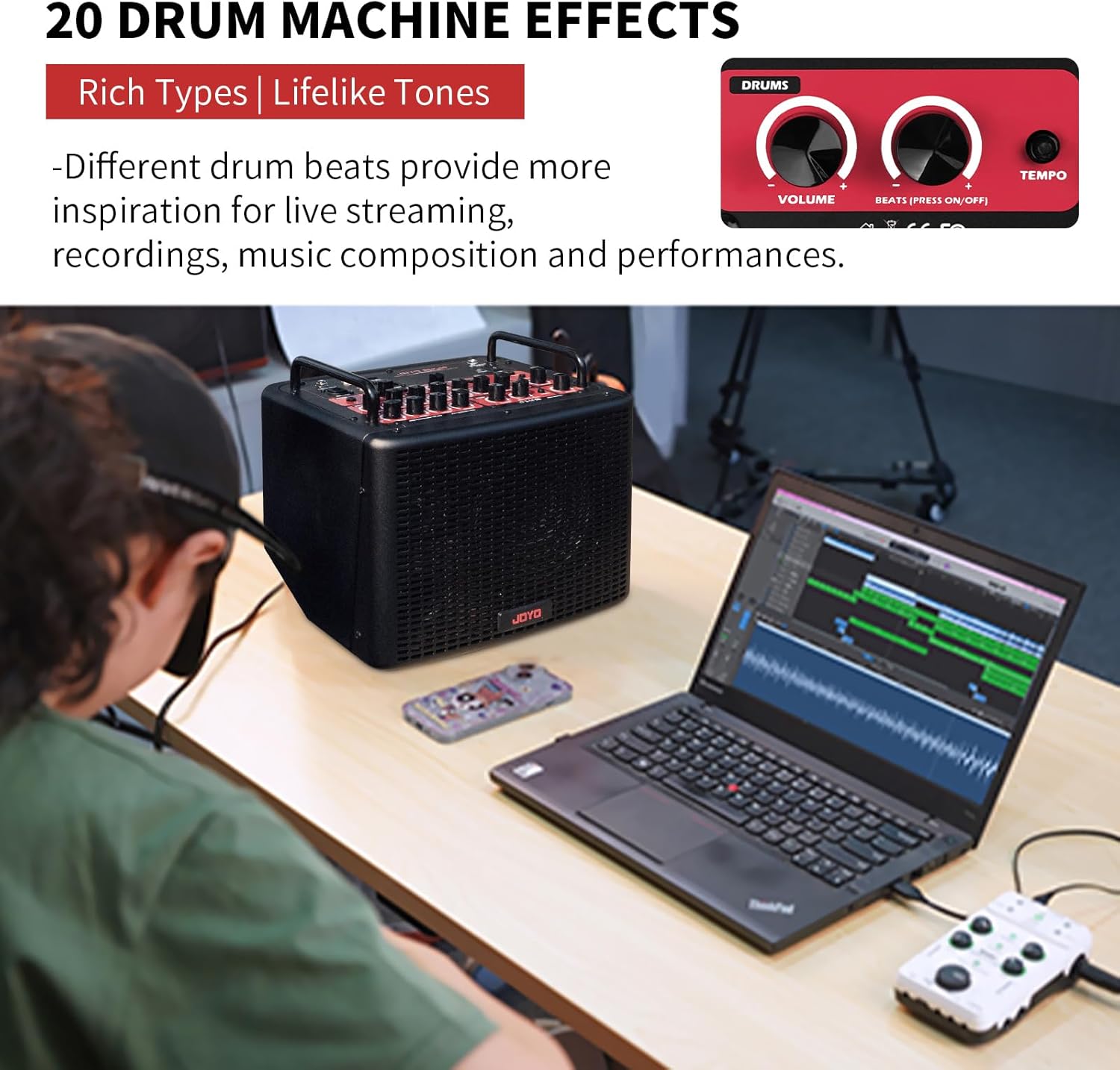 JOYO Wireless Guitar System 5.8GHz (JW-06) Bundles with JOYO 40 Watt Acoustic Combo Amplifier (BSK-40)