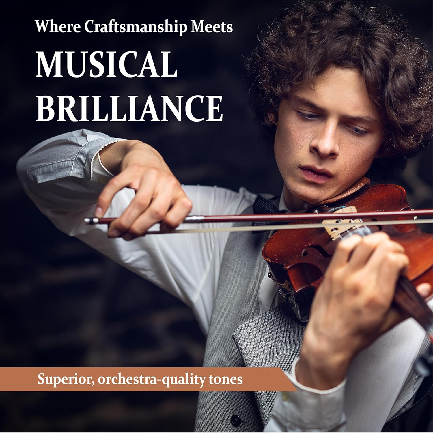 Cecilio 4/4 Full Size Acoustic & Electric Violin for Beginners & Professionals, Hand-Carved Solid Spruce Top, Ebony Fine Tuners, Full Set with Case, Bow, Rosin & AUX Cable (Metallic Black)