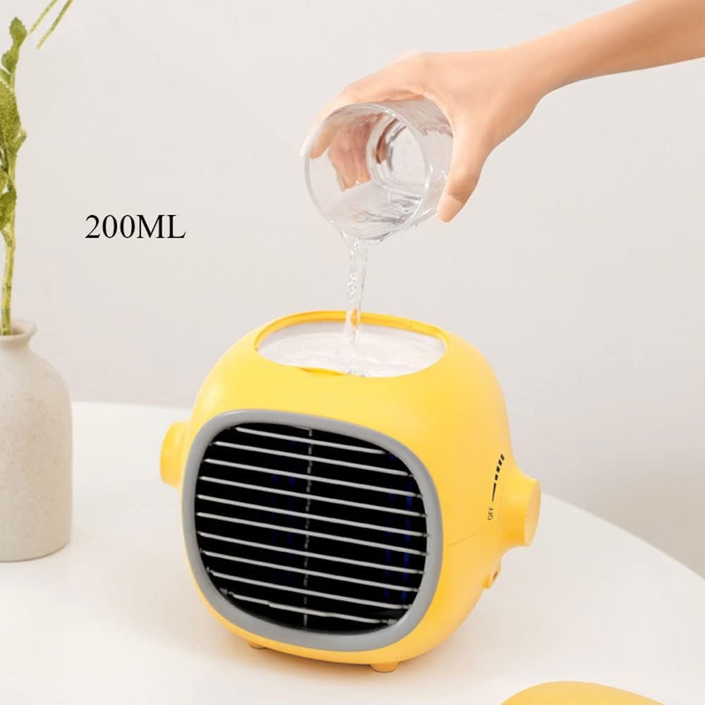 Portable Air Conditioners Fan – Evaporative Air Cooler Cooling Fan with Stepless Speed Regulation, Personal Table Air Conditioners Fan for Bedroom Office Camping (Color : Yellow)